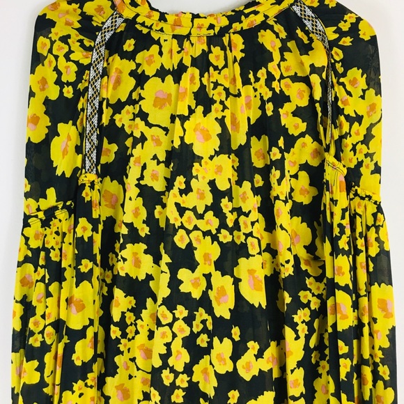 Free People Yellow Floral Tunic Dress Sz S NWT - Picture 10 of 13
